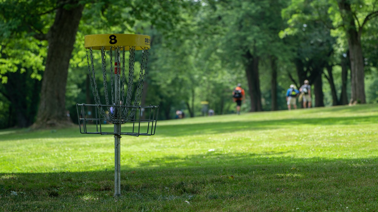 disc golfer aiming for the pin disc golf