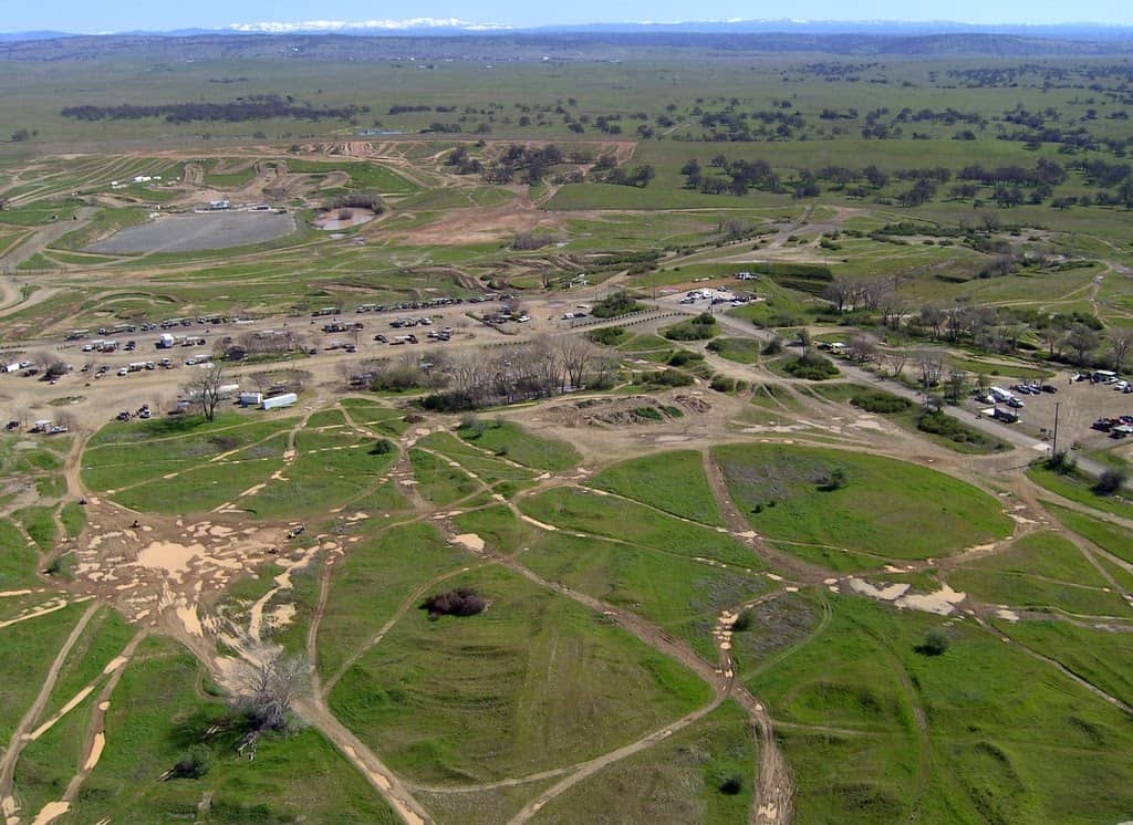 Prairie city aerial view of park